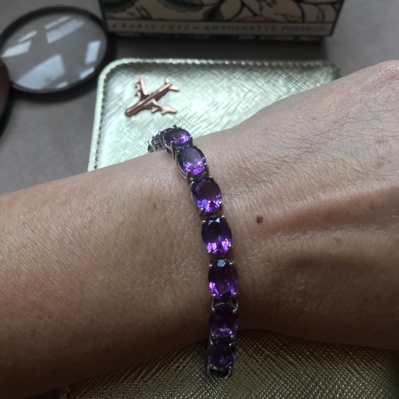jewelry Jewelry - Oval Amethyst Rhodium/Sterling Silver 925 Bracelet